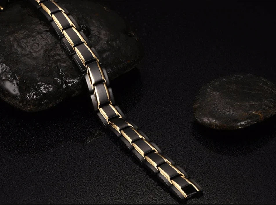 Magnetic Bracelet with Hematite Stones and Stainless Steel Links for Men and Women | Lonoma