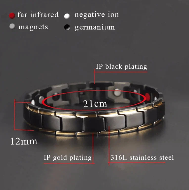 Magnetic Bracelet with Hematite Stones and Stainless Steel Links for Men and Women | Lonoma