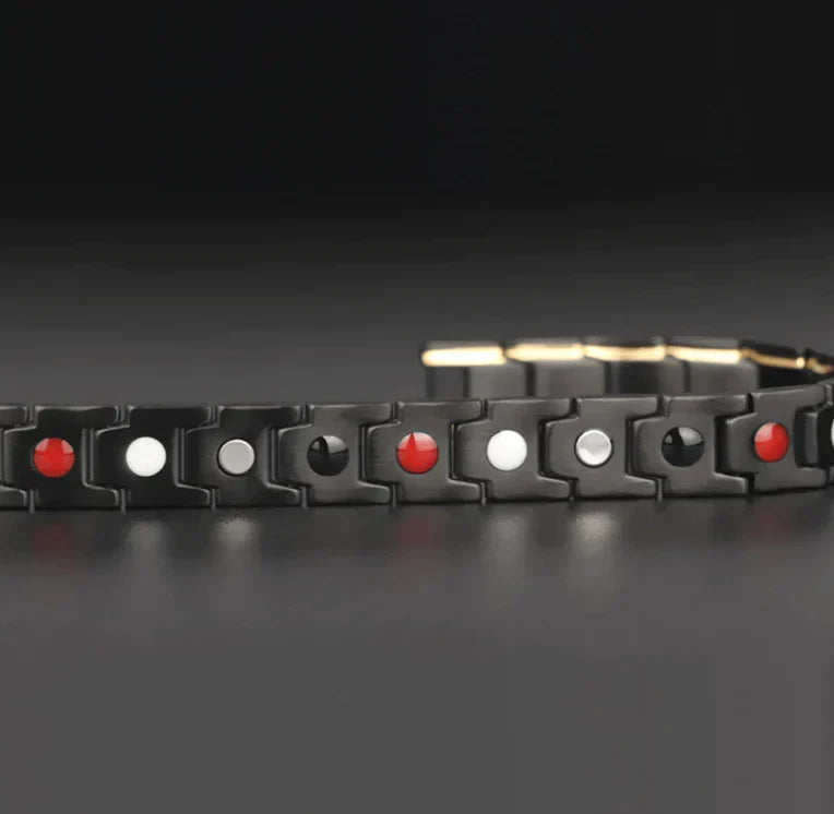 Magnetic Bracelet with Hematite Stones and Stainless Steel Links for Men and Women | Lonoma