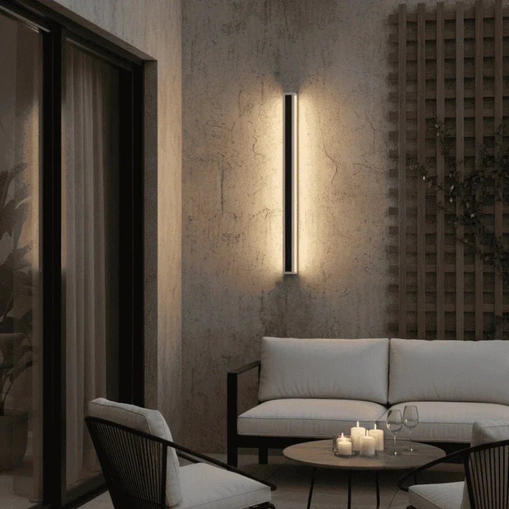 Modern LED Outdoor Wall Light, IP65 Waterproof Black & White Linear Wall Sconce for Garden, Balcony, Patio, Porch & Facade | Lonoma