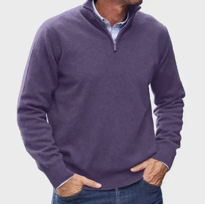 Men's Half Zip Pullover Sweater with Stand Collar – Soft Knit Layering Top for Casual Wear, Office, Weekend Style | Lonoma