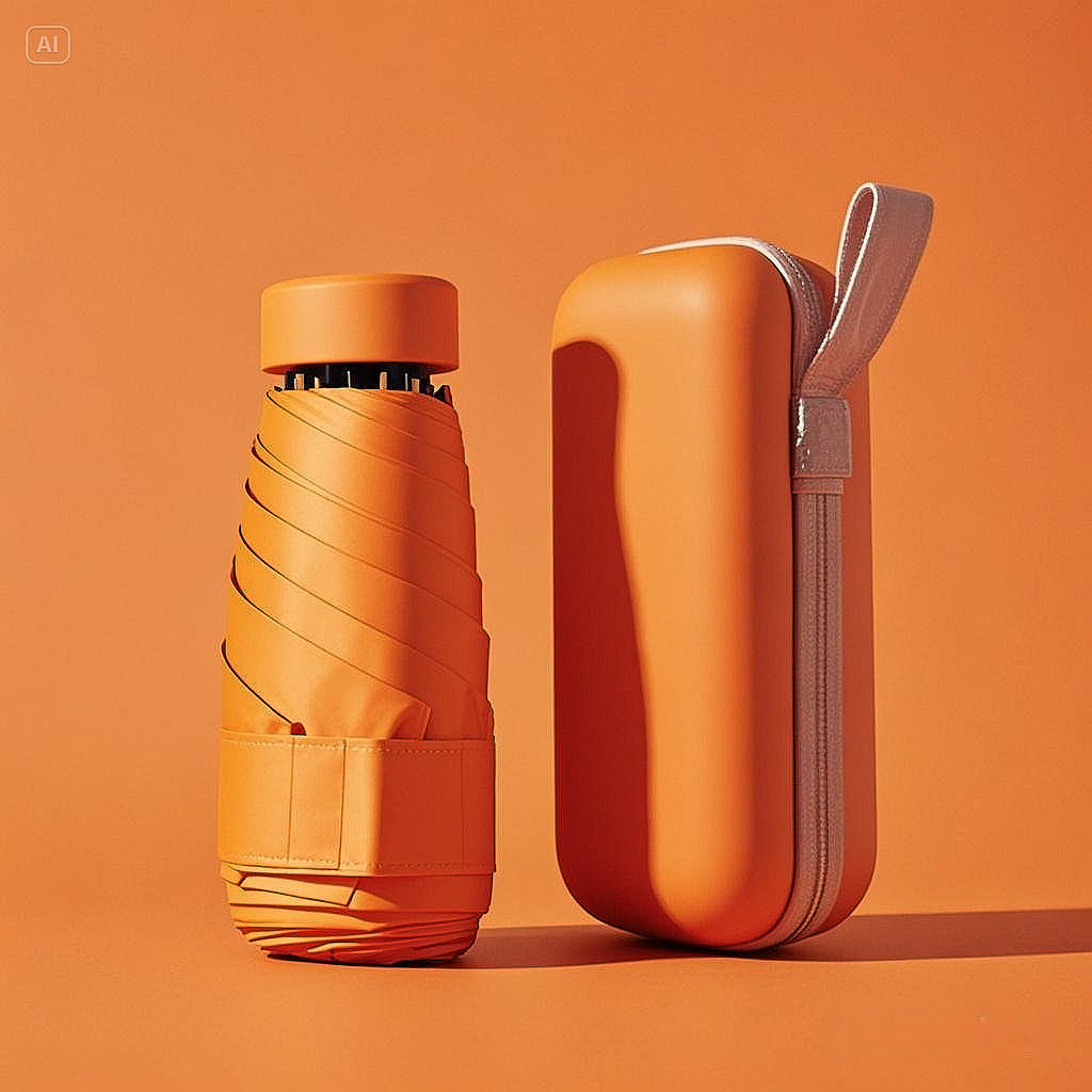 Collapsible Rain Umbrella with Hard Shell Storage Case for Commuting Travel Work Everyday | Lonoma