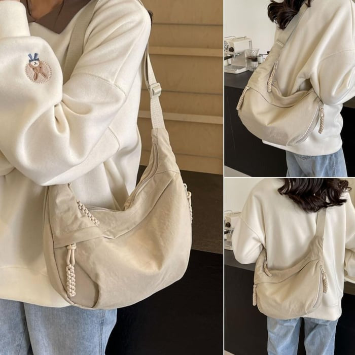 Curved Slouch Shoulder Bag – Lightweight Water-Resistant Nylon Hobo Crossbody Purse for Women, Adjustable Strap, Multi-Pocket Organizer | Lonoma