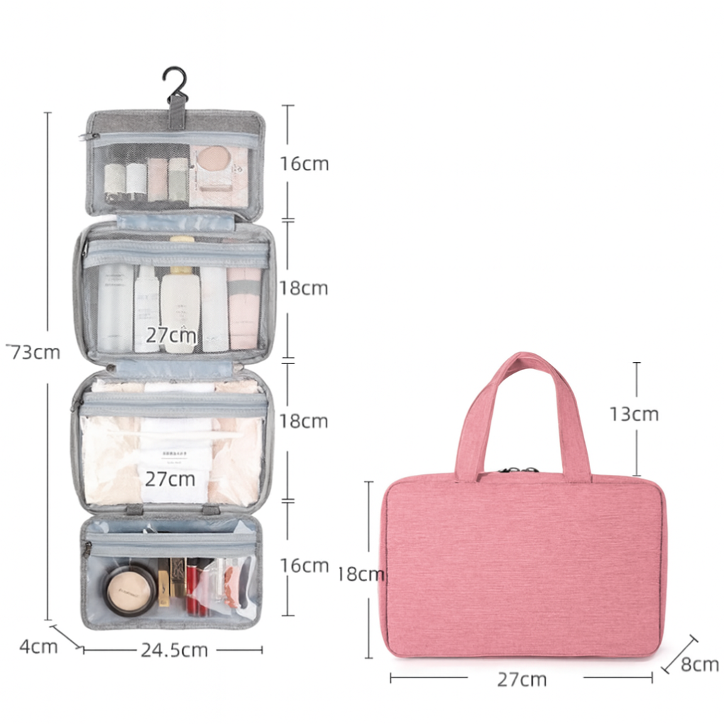 Wall-Mount Travel Toiletry Organizer with Hook - Foldable Bathroom Storage Case for Trips & Showers | Lonoma