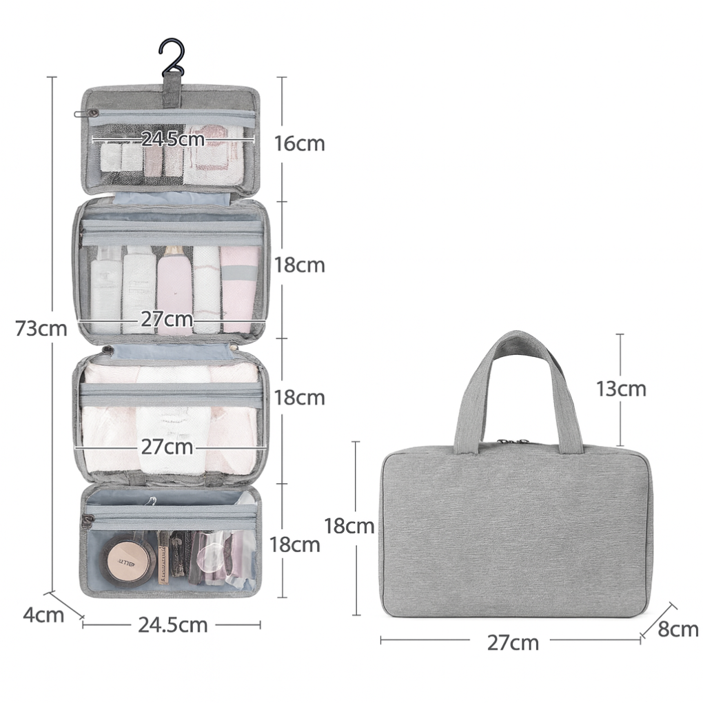 Wall-Mount Travel Toiletry Organizer with Hook - Foldable Bathroom Storage Case for Trips & Showers | Lonoma