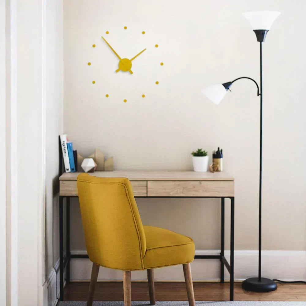 Round Metal Wall Clock, Scandinavian Modern Quartz Clock in Black, Yellow or Silver for Living Room, Kitchen, Office & Bedroom Decor | Lonoma
