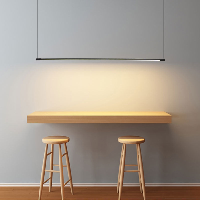 Linear LED Ceiling Fixture, Black Metal & Acrylic, Hardwired Hanging Lamp for Dining Room, Kitchen Island & Bedroom | Lonoma