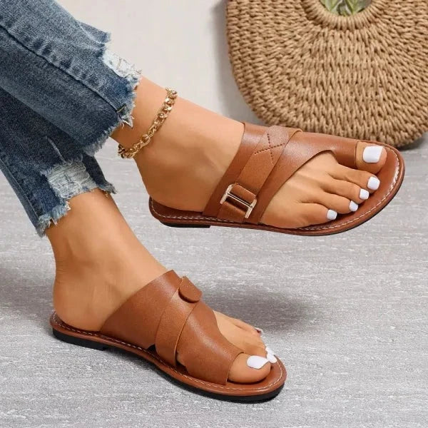 Women's Arch Support Leather Sandals with Bunion Relief Footbed Orthopedic Comfort Walking Sandals for Daily Wear | Lonoma