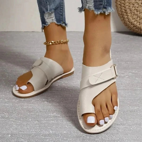Women's Arch Support Leather Sandals with Bunion Relief Footbed Orthopedic Comfort Walking Sandals for Daily Wear | Lonoma