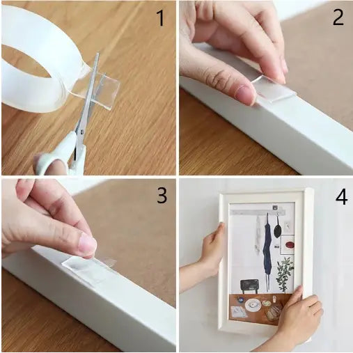 Heavy-Duty Clear Gel Mounting Tape 1.2 in × 118 in Removable Adhesive Strips for Walls Ceilings Windows Cars Indoor Outdoor | Lonoma