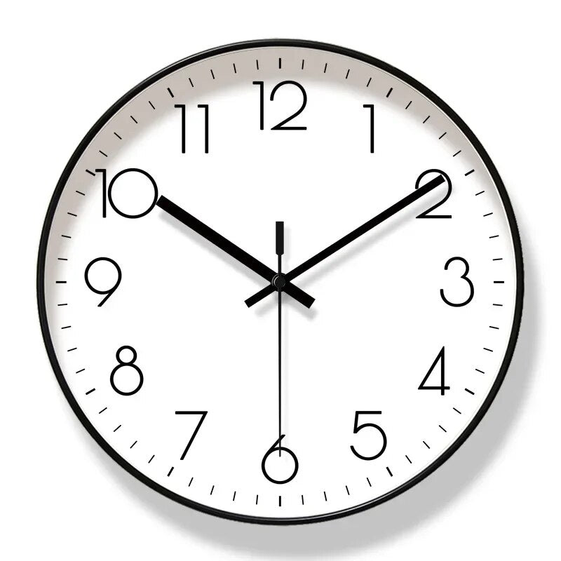 Round Wall Clock Silent Sweep Movement Modern Black White Gray Orange Dial 10-14 Inch Battery Operated Living Room Bedroom Office Kitchen | Lonoma