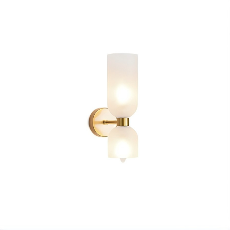 Cylindrical Glass Wall Sconce 2-Light Hardwired Modern Indoor Fixture Metal Frame Blue Gray White for Dining Room Bedroom Hallway Bar E12 | Lonoma