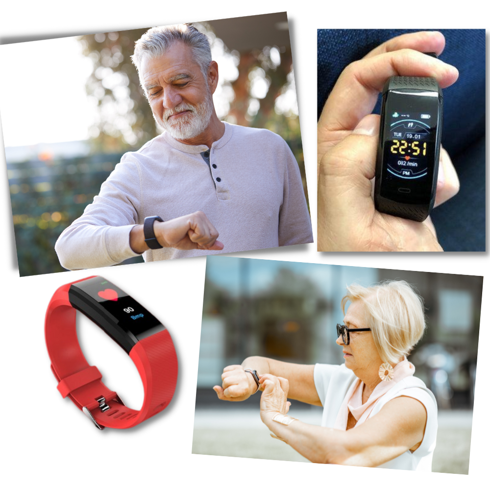 Fitness Tracker Watch with Heart Rate Monitor, Blood Pressure Tracking & 0.96-Inch LED Screen for Older Adults | Lonoma