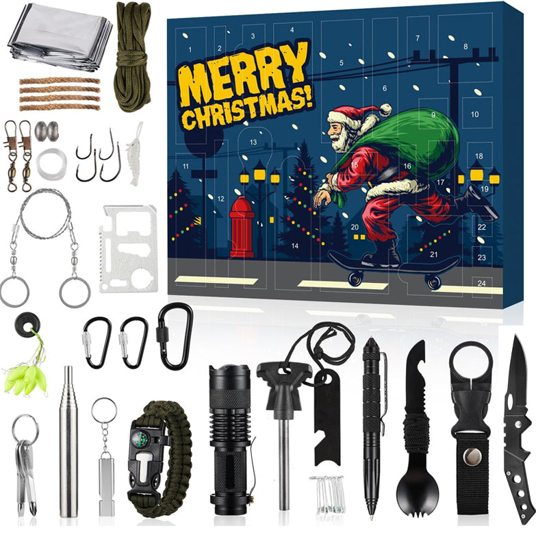 24-Day Outdoor Gear Countdown Calendar with Survival Tools & Accessories for Camping Hiking Adventures | Lonoma