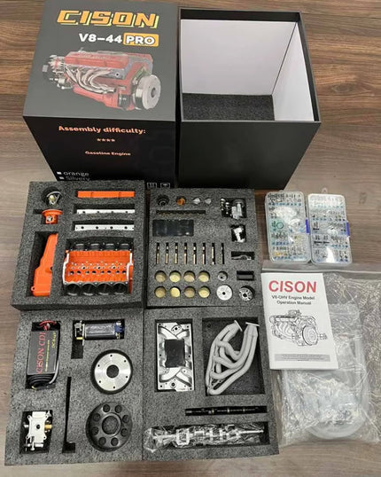 V8 Engine Model Kit Gas Powered OHV with CDI Ignition CNC Metal Assembly Working Miniature Motor for RC Hobby Educational STEM Learning | Lonoma