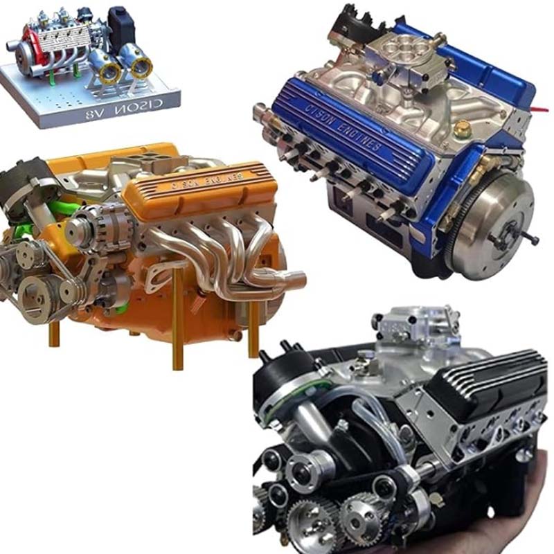 Metal V8 Engine Model Building Kit with Ignition System CNC Machined Functional Motor for RC Projects Educational STEM Assembly | Lonoma