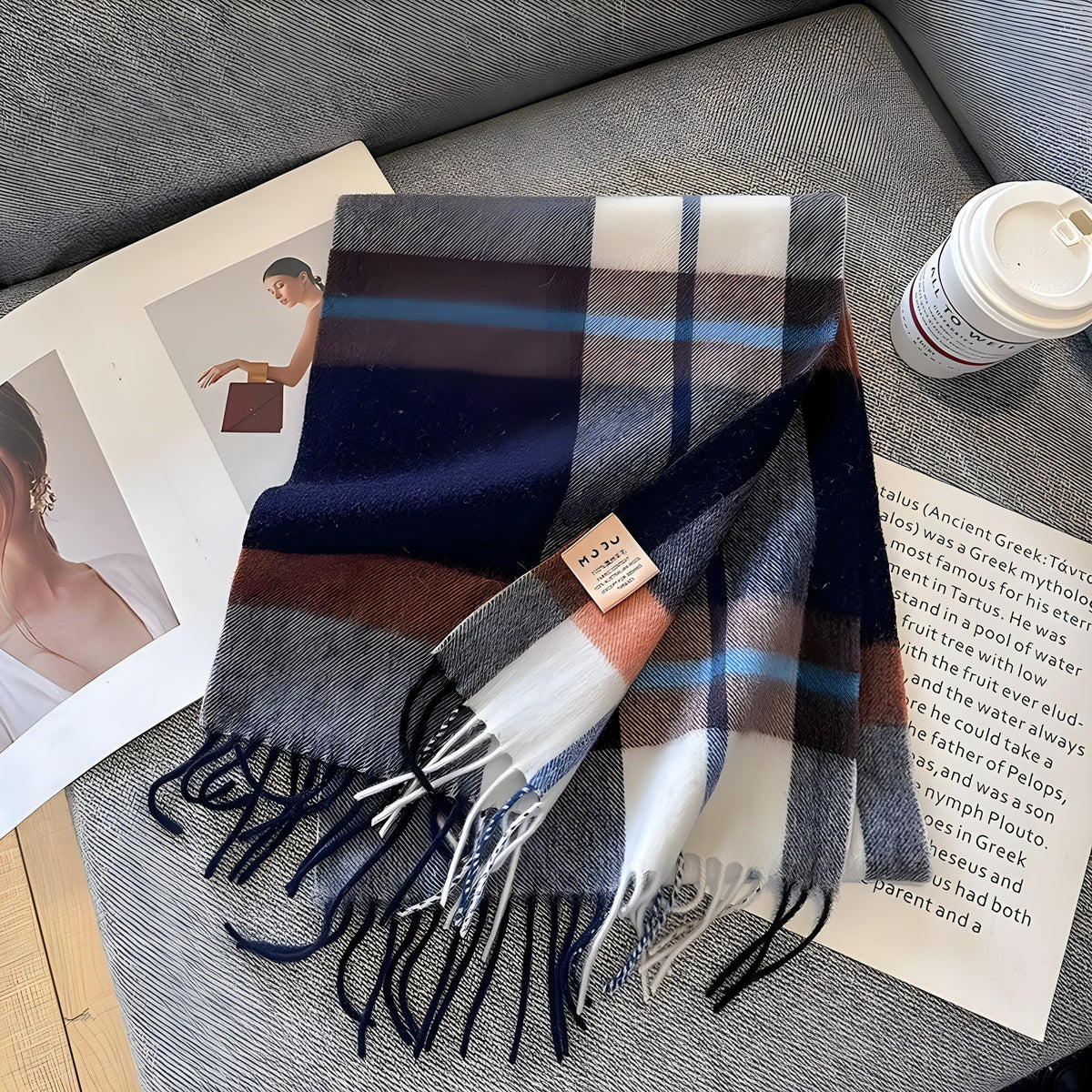 Plaid Cashmere Winter Scarf for Women 79 × 28 in Soft Wool Wrap Shawl Classic Checked Pattern Cold Weather Accessory | Lonoma