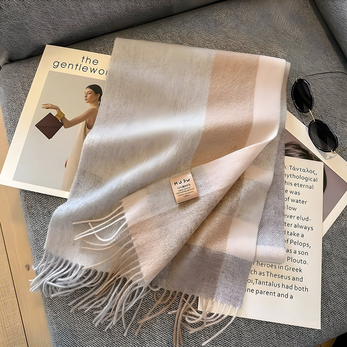Plaid Cashmere Winter Scarf for Women 79 × 28 in Soft Wool Wrap Shawl Classic Checked Pattern Cold Weather Accessory | Lonoma