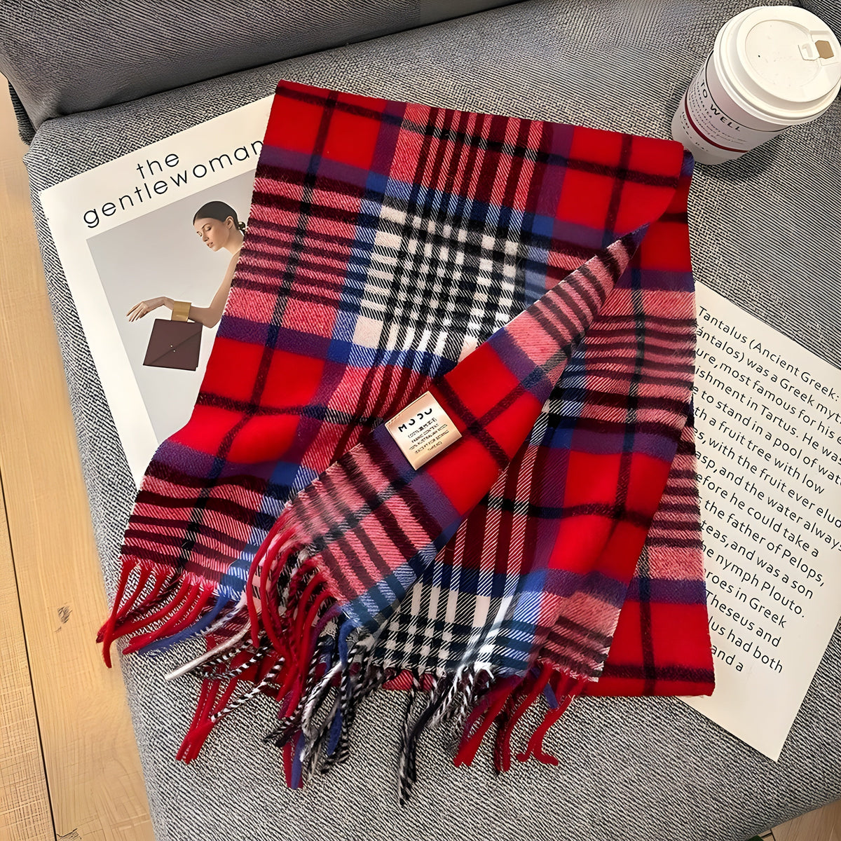 Plaid Cashmere Winter Scarf for Women 79 × 28 in Soft Wool Wrap Shawl Classic Checked Pattern Cold Weather Accessory | Lonoma