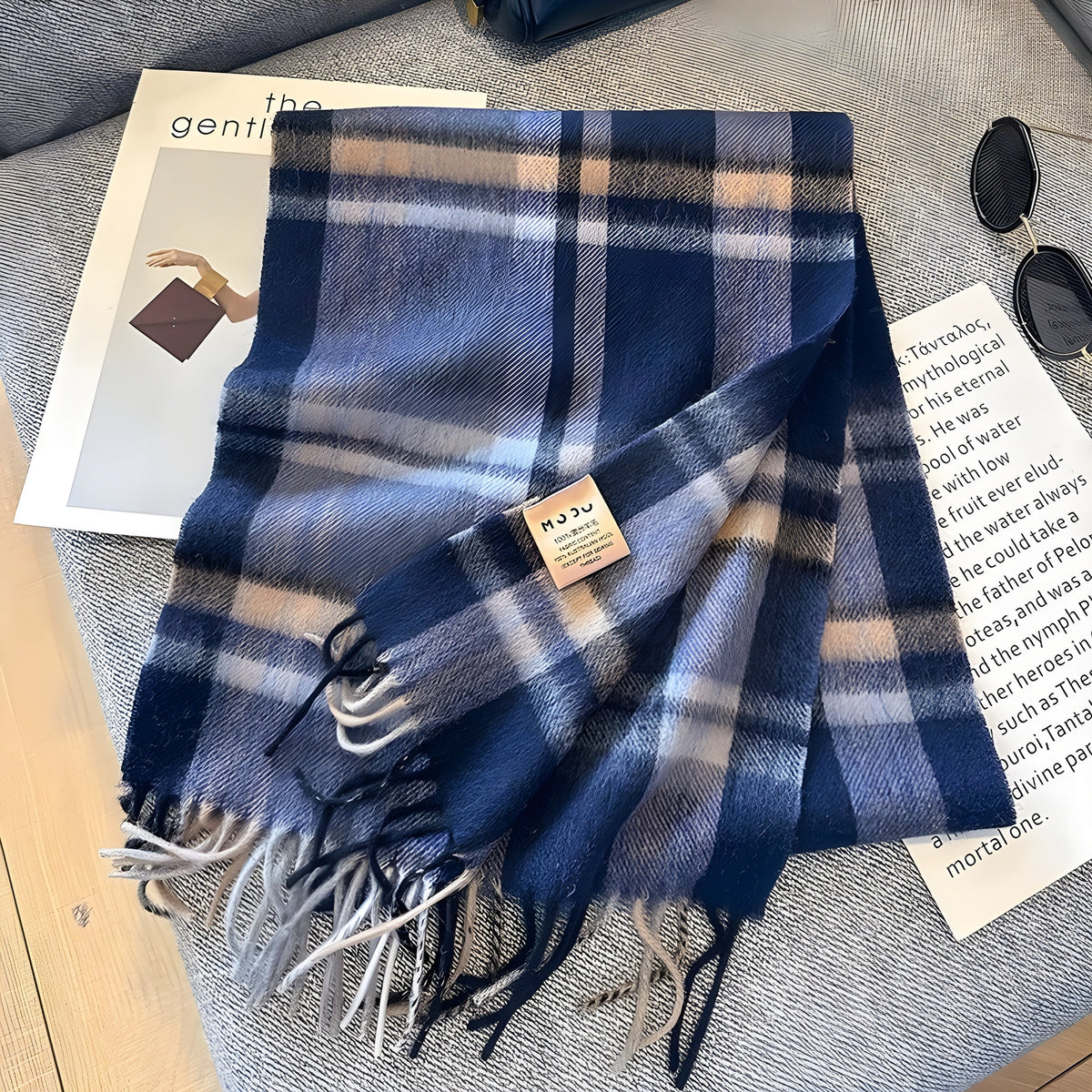 Plaid Cashmere Winter Scarf for Women 79 × 28 in Soft Wool Wrap Shawl Classic Checked Pattern Cold Weather Accessory | Lonoma