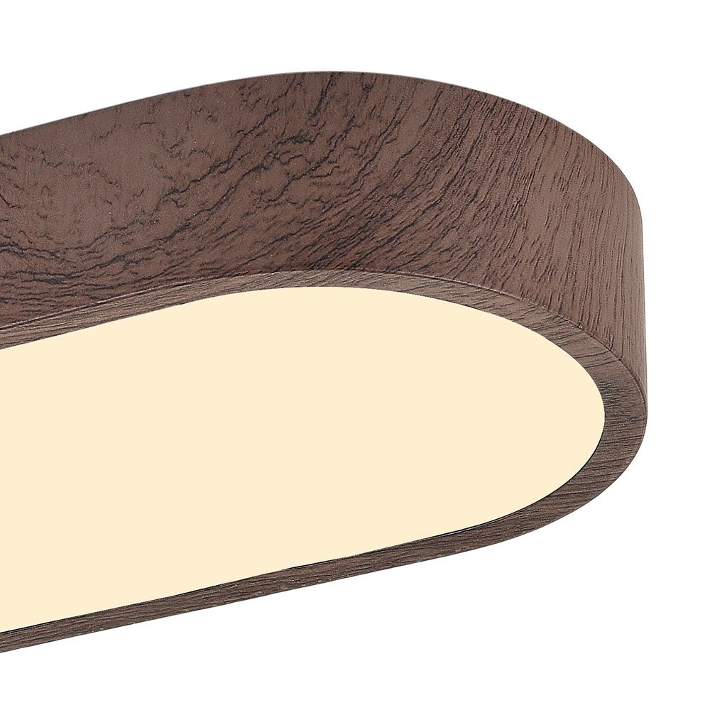 Oval LED Ceiling Light Fixture Wood Grain Metal Finish 26-35 Inch Warm White Cool White Low Profile Flush Mount for Bedroom Living Room | Lonoma