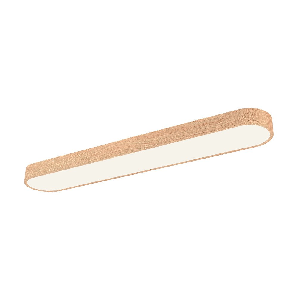 Oval LED Ceiling Light Fixture Wood Grain Metal Finish 26-35 Inch Warm White Cool White Low Profile Flush Mount for Bedroom Living Room | Lonoma