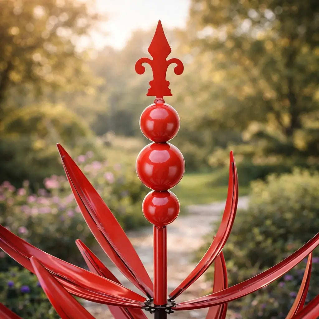 Decorative Wind Spinner Lotus Flower Garden Stake Metal Outdoor Yard Art Weathervane Colorful Spinning Kinetic Sculpture for Lawn Patio | Lonoma