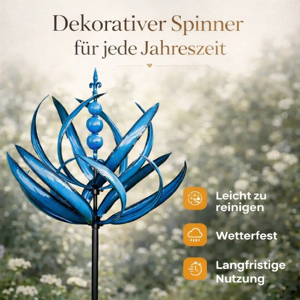 Decorative Wind Spinner Lotus Flower Garden Stake Metal Outdoor Yard Art Weathervane Colorful Spinning Kinetic Sculpture for Lawn Patio | Lonoma