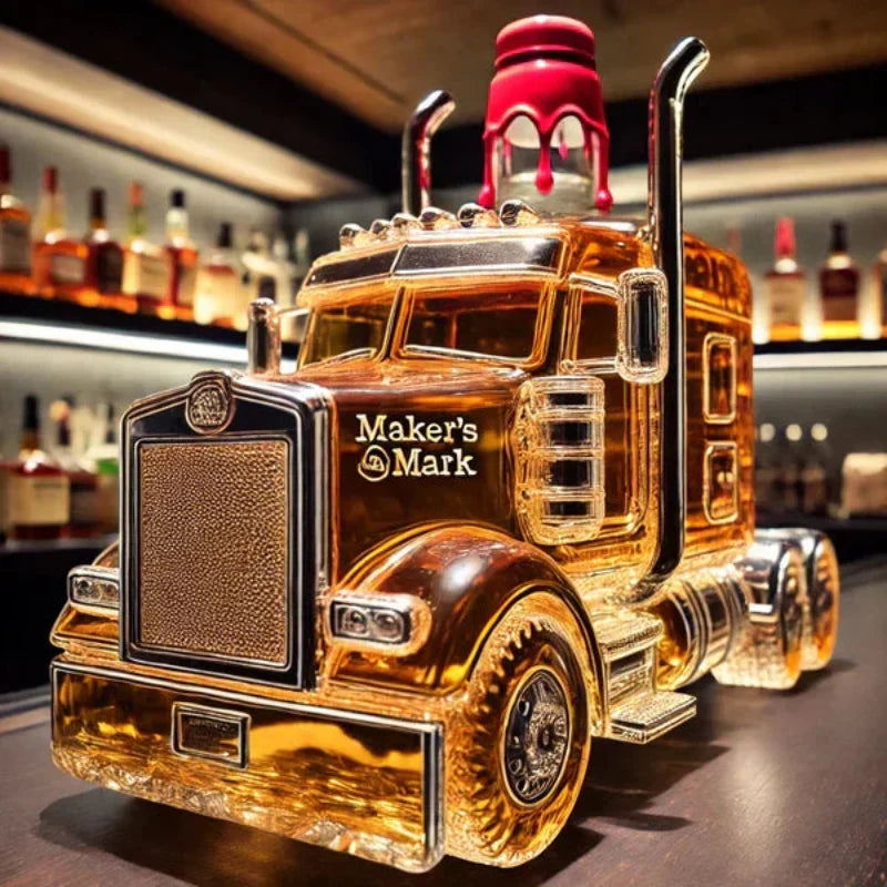 Semi-Truck Glass Spirit Bottle Holder – Decorative Barware Display for Bourbon & Liquor – Novelty Drinkware Gift for Men | Lonoma