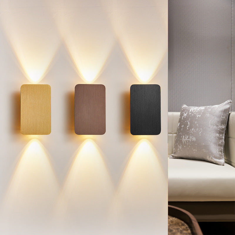 Modern Metal Wall Sconce LED Rectangle Design for Bedroom Living Room Hallway | Hardwired Contemporary Fixture Gold Black White Gray | Lonoma