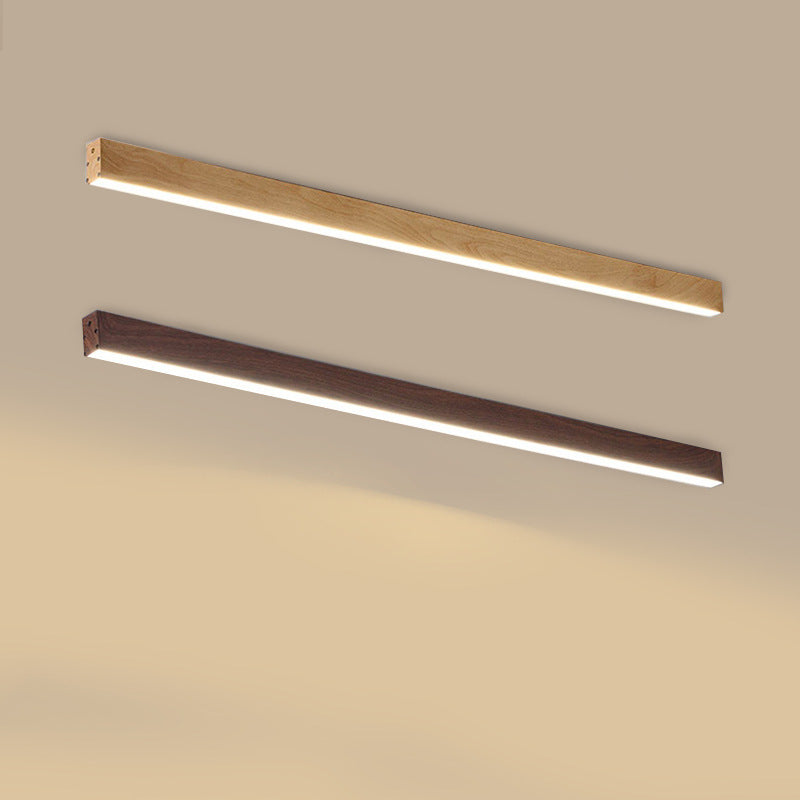 Wood Ceiling Light Linear LED Flush Mount 24 × 47 in Aluminum Frame Integrated Strip for Living Room Bedroom Dining Office Japandi | Lonoma