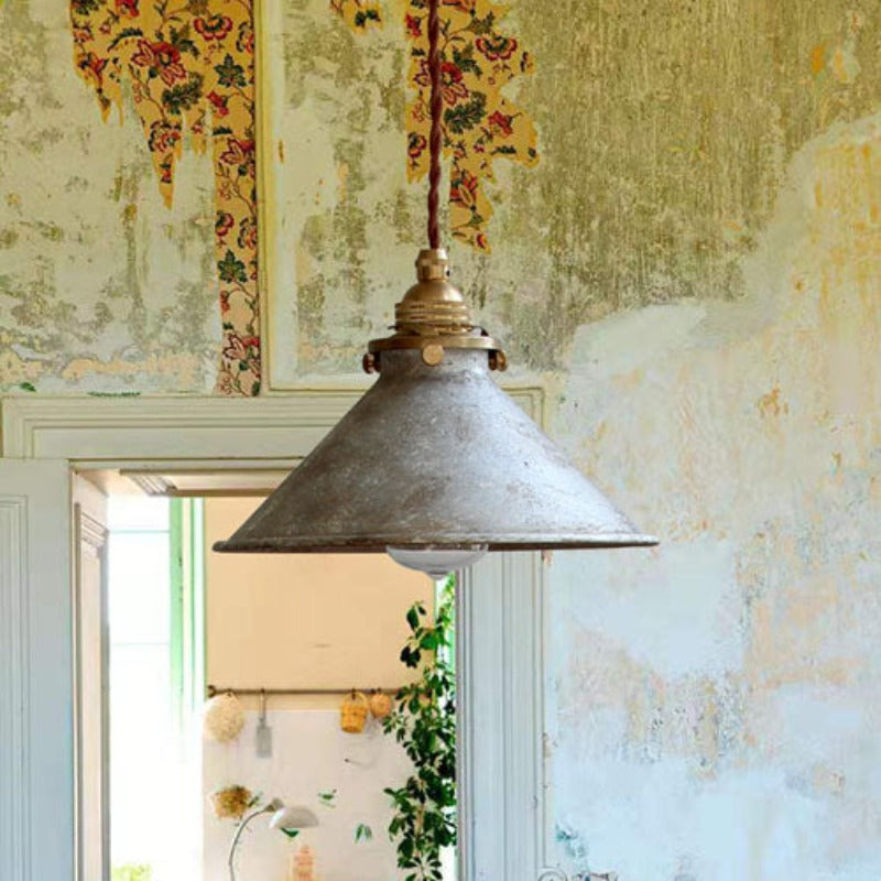 Metal Cone Hanging Ceiling Fixture Hardwired Single Light Adjustable Drop E14 Socket for Kitchen Dining Room | Lonoma