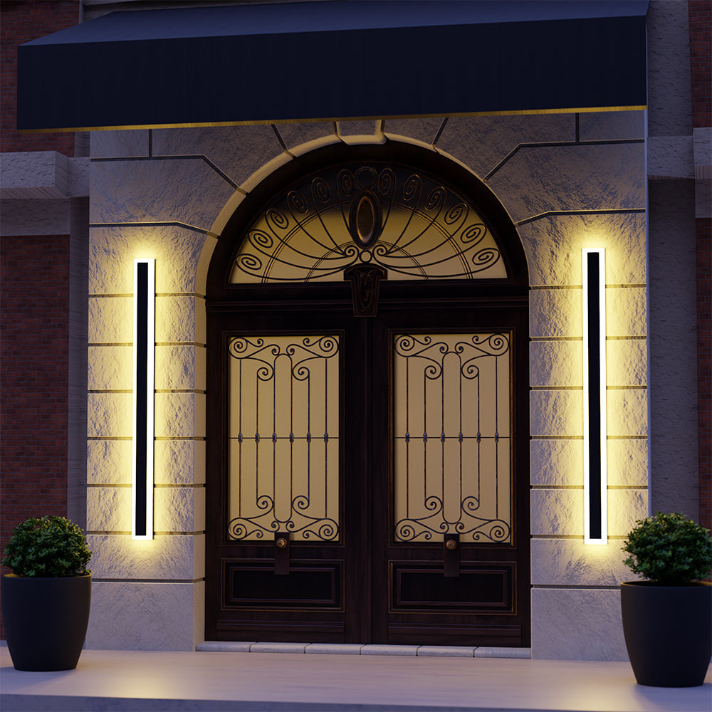 IP65 Waterproof LED Outdoor Wall Sconce Metal Acrylic Panel Black Fixture 12W-60W for Patio Garden Entry Walkway Exterior Lighting | Lonoma