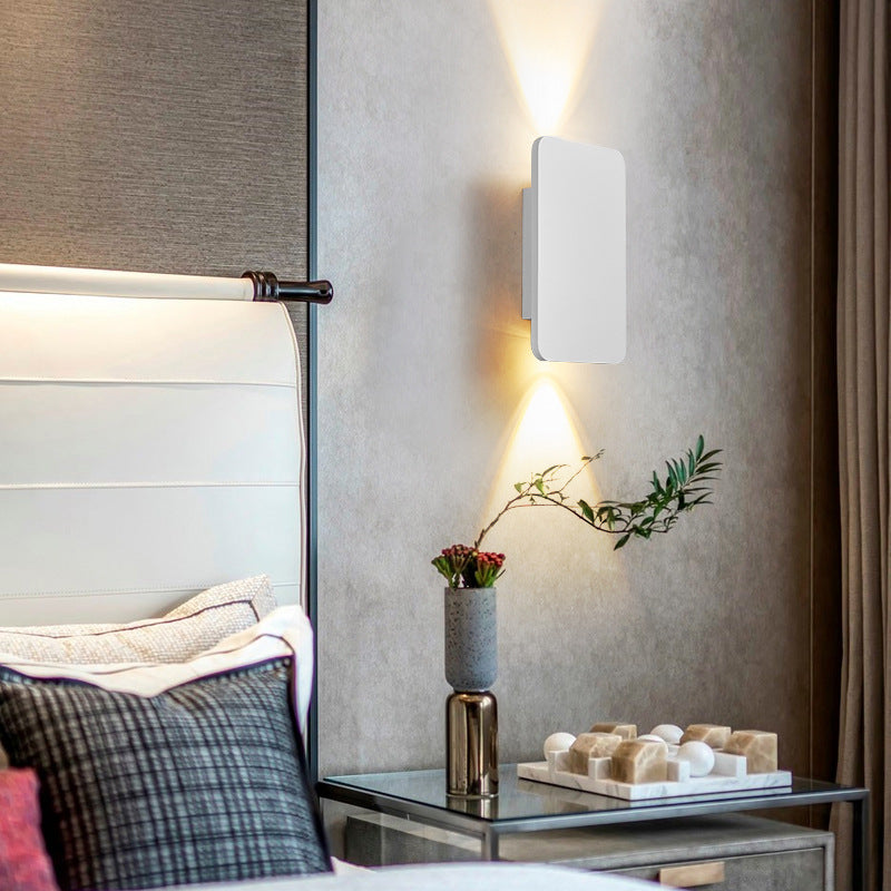 Modern Metal Wall Sconce LED Rectangle Design for Bedroom Living Room Hallway | Hardwired Contemporary Fixture Gold Black White Gray | Lonoma
