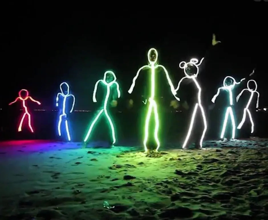 Light-Up Stick Figure Costume USB Rechargeable Glow Suit for Festivals Parties Halloween | Neon LED Full Body Outfit for Men Women | Lonoma
