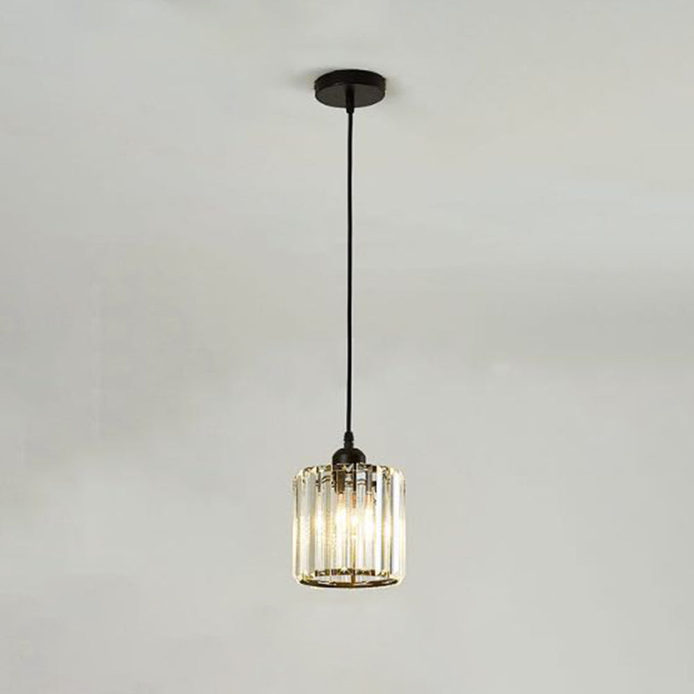 Cylinder Glass Drop Light Fixture with Metal Frame | Adjustable Hanging Height for Kitchen Island and Dining Area | E27 Socket | Lonoma