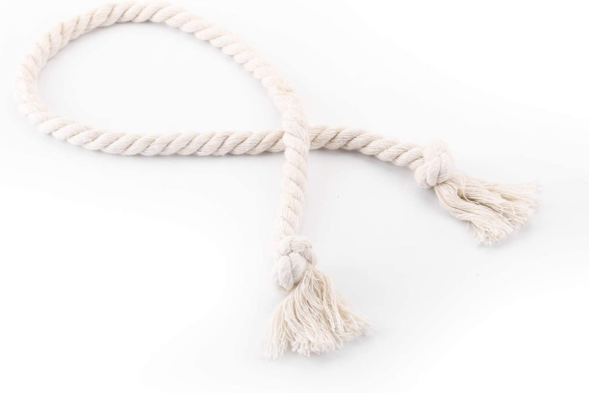 Handwoven Cotton Curtain Tiebacks with Wood Dowel – Boho Macrame Holdbacks for Living Room, Bedroom, Nursery | Natural Woven Drape Holders | Lonoma
