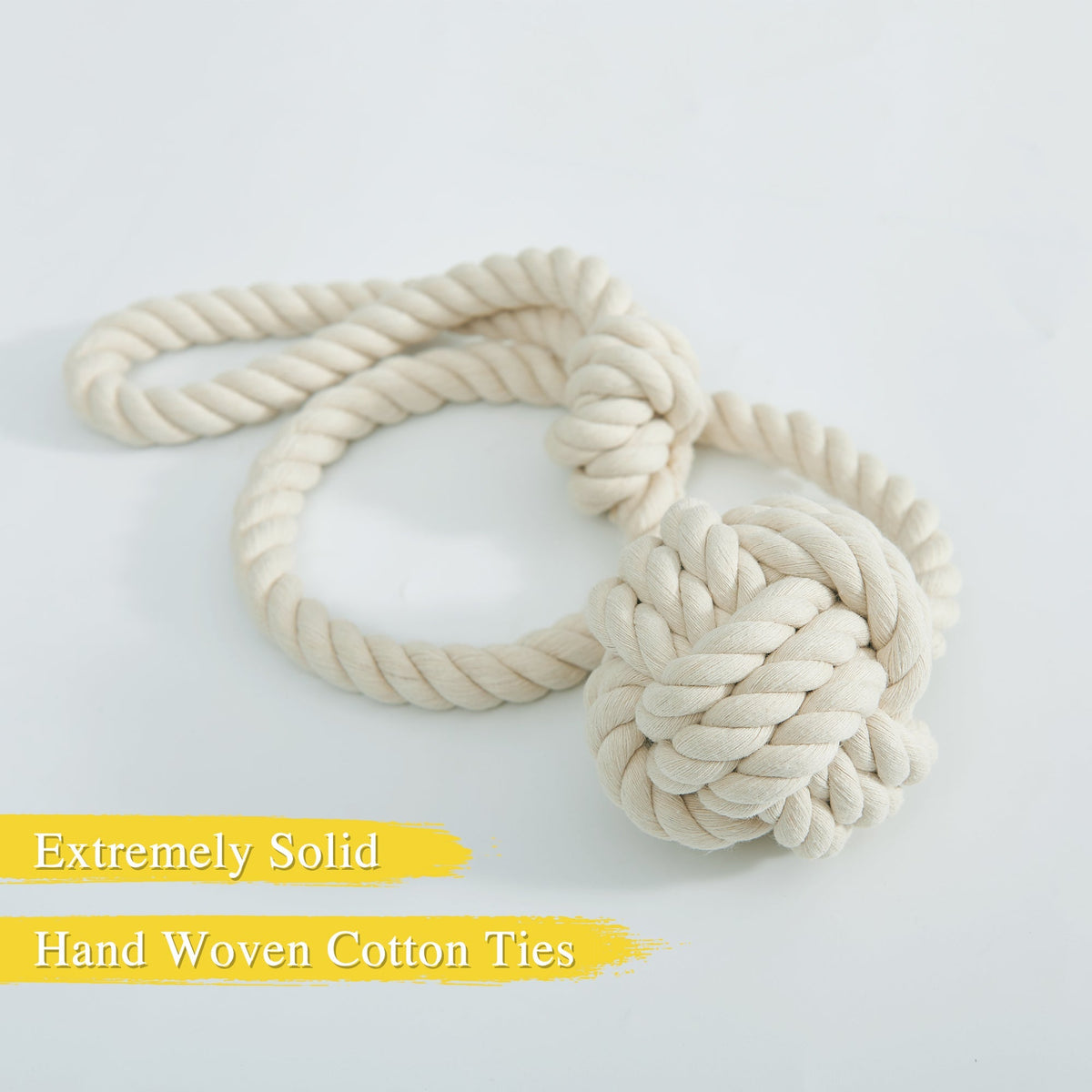 Handwoven Cotton Curtain Tiebacks with Wood Dowel – Boho Macrame Holdbacks for Living Room, Bedroom, Nursery | Natural Woven Drape Holders | Lonoma