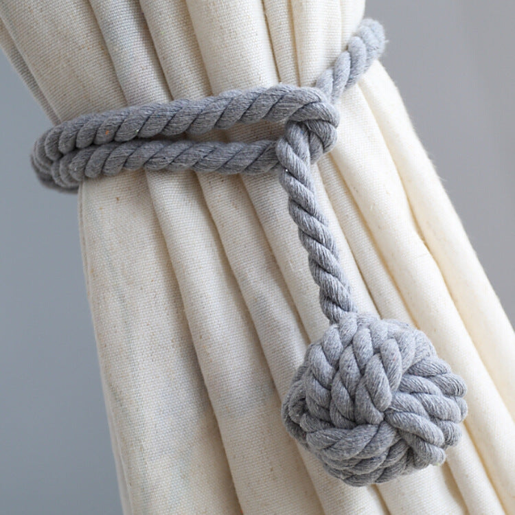 Handwoven Cotton Curtain Tiebacks with Wood Dowel – Boho Macrame Holdbacks for Living Room, Bedroom, Nursery | Natural Woven Drape Holders | Lonoma