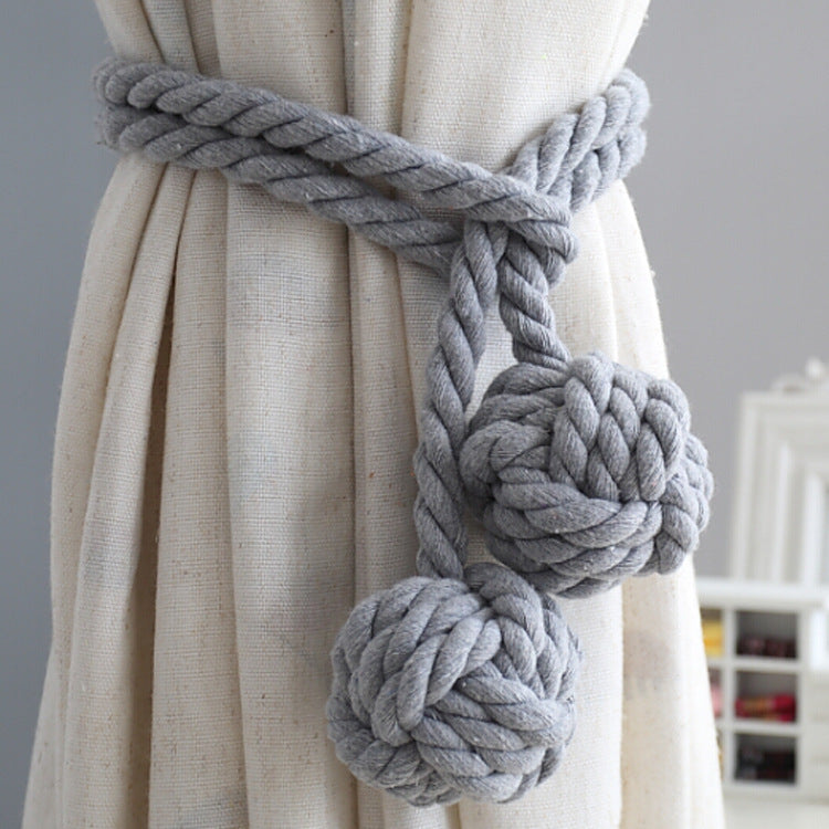 Handwoven Cotton Curtain Tiebacks with Wood Dowel – Boho Macrame Holdbacks for Living Room, Bedroom, Nursery | Natural Woven Drape Holders | Lonoma