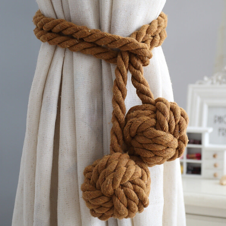 Handwoven Cotton Curtain Tiebacks with Wood Dowel – Boho Macrame Holdbacks for Living Room, Bedroom, Nursery | Natural Woven Drape Holders | Lonoma