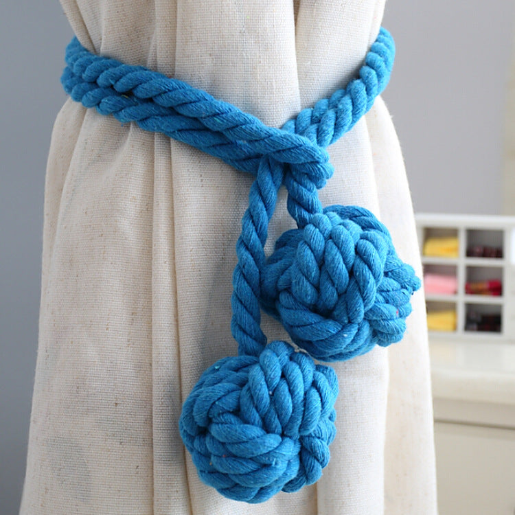 Handwoven Cotton Curtain Tiebacks with Wood Dowel – Boho Macrame Holdbacks for Living Room, Bedroom, Nursery | Natural Woven Drape Holders | Lonoma