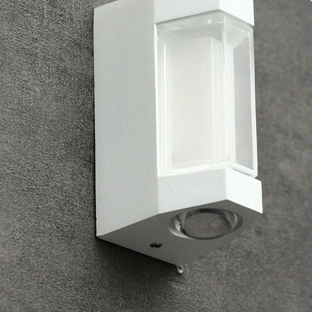 Modern Cylinder Wall Sconce Dual Light Outdoor Fixture Black White Metal Acrylic LED Waterproof Up Down Lighting for Patio Porch Deck | Lonoma
