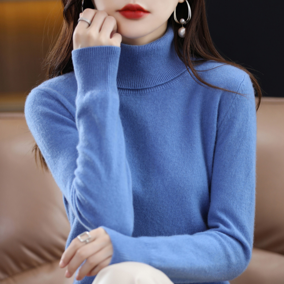 Women's Turtleneck Sweater Soft Knit Long Sleeve Pullover for Fall Winter Everyday Casual Office Wear | Lonoma