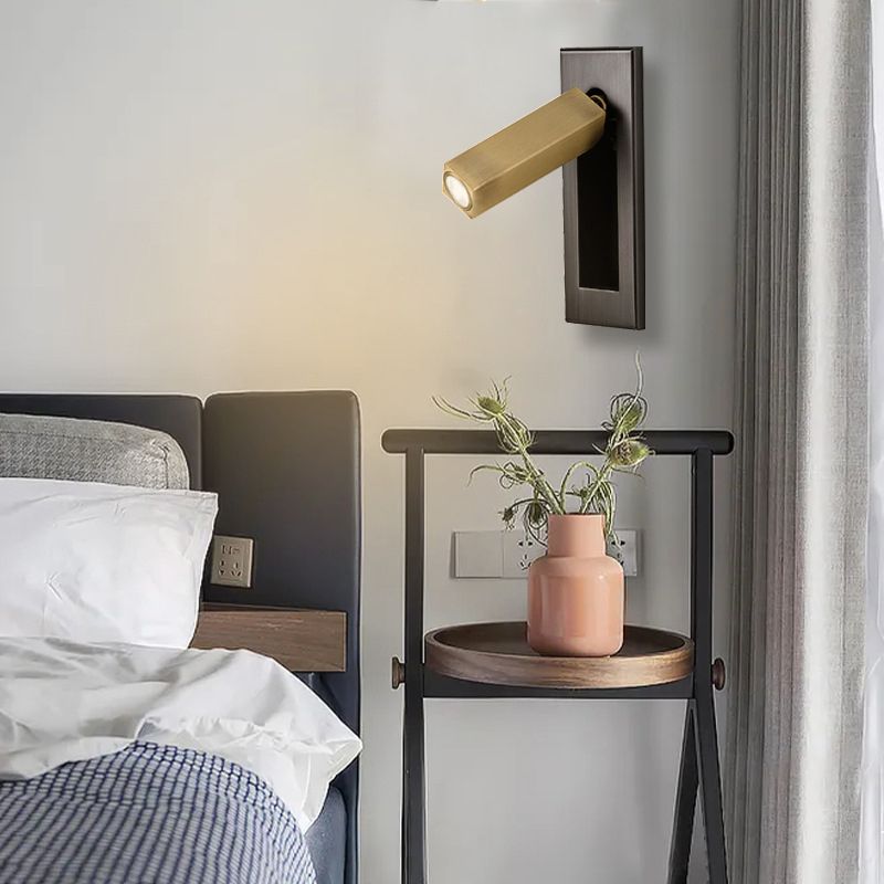 Adjustable Metal Wall Sconce Cylindrical or Square Design Hardwired LED Spotlight for Bedroom Hallway Accent Lighting Brushed Nickel Black | Lonoma