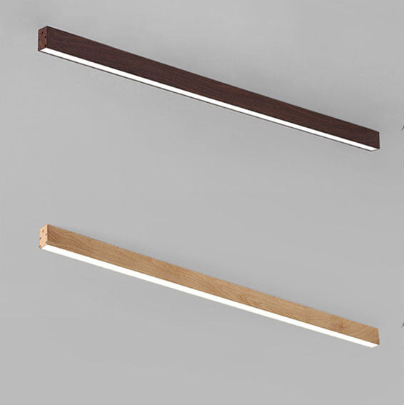 Wood Ceiling Light Linear LED Flush Mount 24 × 47 in Aluminum Frame Integrated Strip for Living Room Bedroom Dining Office Japandi | Lonoma