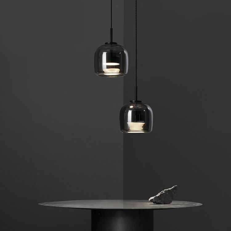 Smoky Gray Glass Pendant Light Single Bulb Adjustable Modern Hanging Fixture for Kitchen Island Dining Room Entryway Bedroom | Lonoma