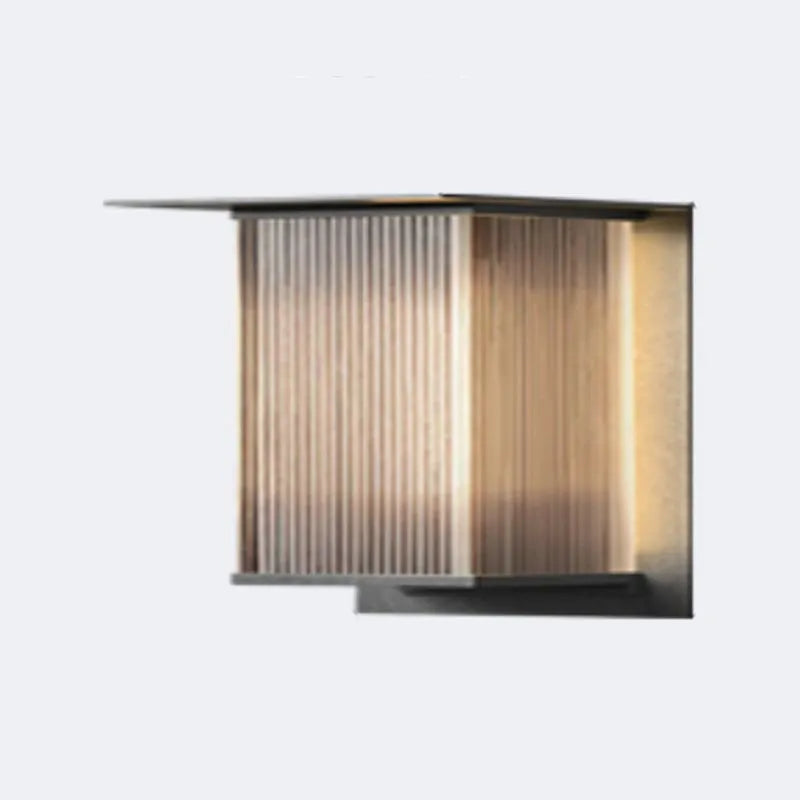 Weatherproof LED Outdoor Wall Sconce, Black Metal & Acrylic Rectangular Design for Patio Entryway | Lonoma