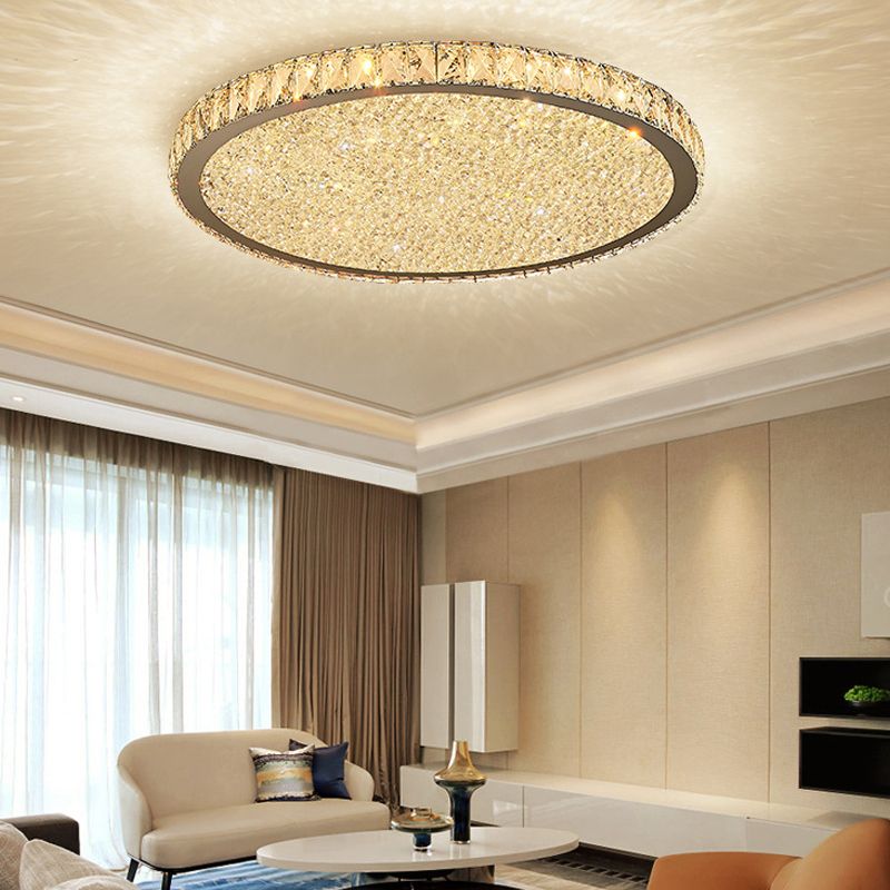Semi-Flush Mount Crystal Ceiling Light Fixture | Modern Glamorous Overhead Lighting for Bedroom Hallway Entryway Dining Room | Gold Metal | Lonoma