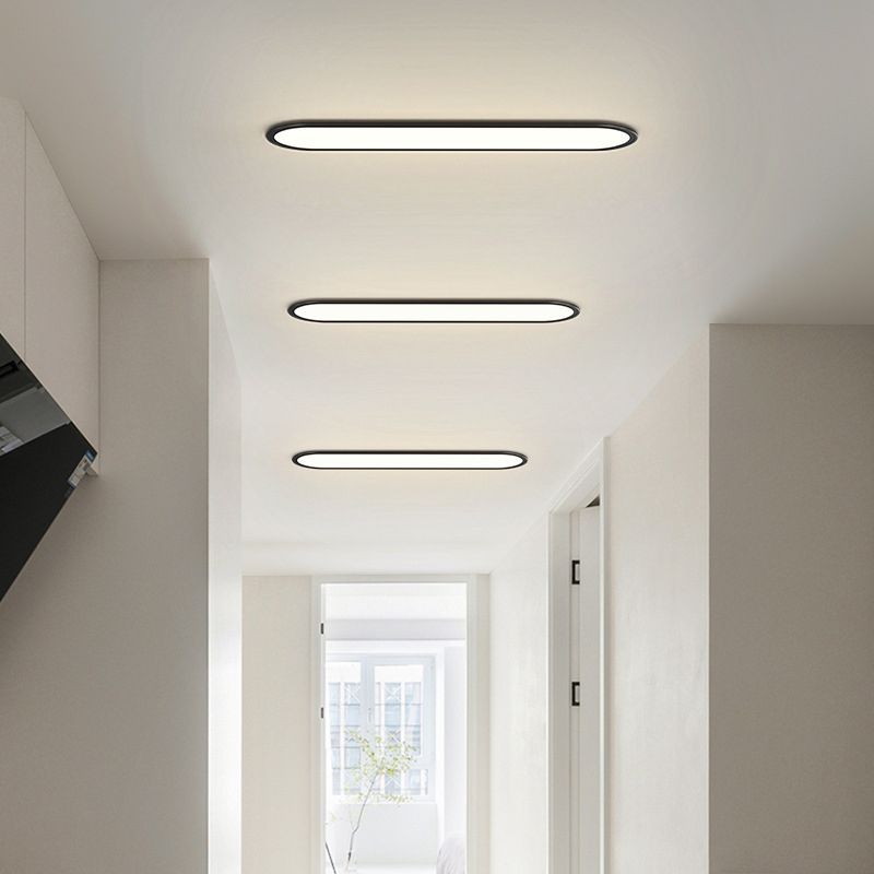 Oval Flush Mount LED Ceiling Light Fixture Modern Minimalist Metal Acrylic for Bedroom Living Room Dining Room Hallway Office Hardwired | Lonoma